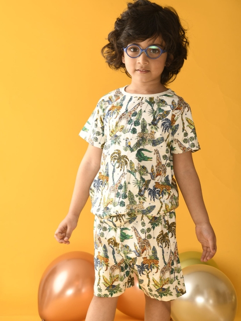

Anthrilo Boys White & Green Printed Night suit