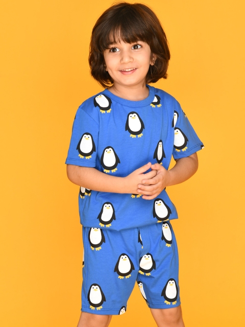 

Anthrilo Boys Blue & White Printed Cotton Night suit
