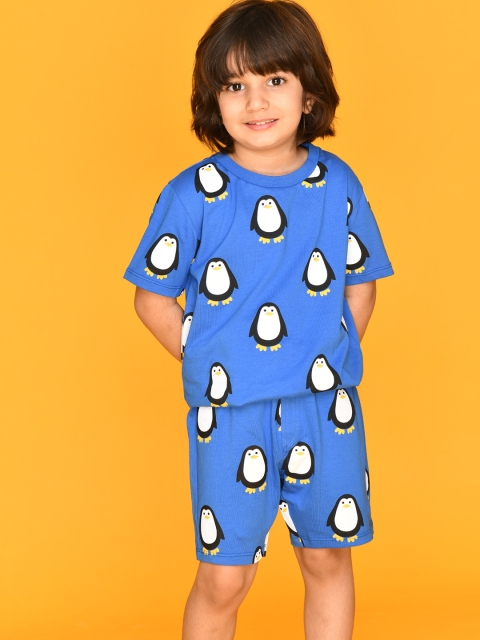 

Anthrilo Boys Blue & White Printed Pure Cotton Night suit