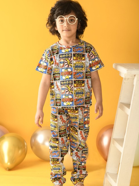 

Anthrilo Boys Multicoloured Printed Cotton Night suit, Multi
