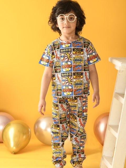 

Anthrilo Boys Blue & Yellow Printed Night suit