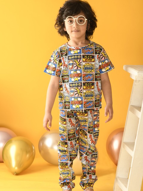 

Anthrilo Boys Multicoloured Printed Cotton Night suit, Multi