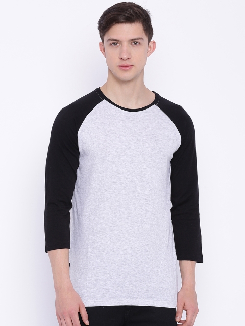 

Blue Saint Men Grey Melange Slim Fit Round Neck T-shirt
