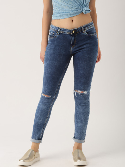 

DressBerry Women Blue Skinny Fit Slash Knee Stretchable Jeans