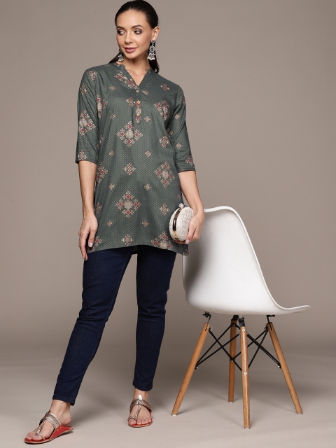 

Anubhutee Grey Ethnic Motifs Printed Kurti