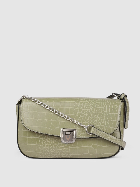 

Allen Solly Green Animal Textured PU Structured Sling Bag