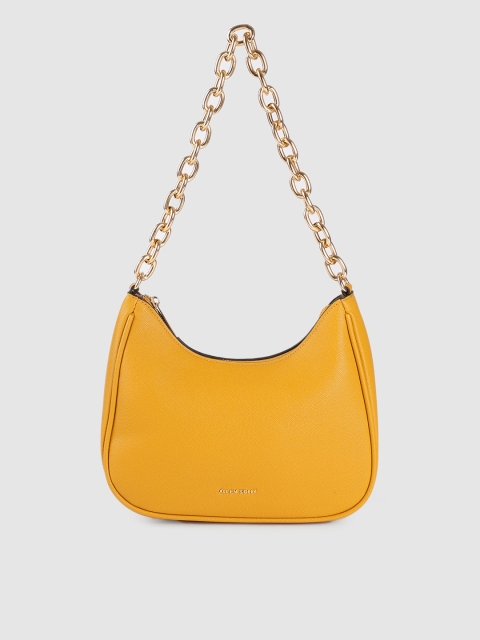 

Allen Solly Mustard PU Structured Hobo Bag