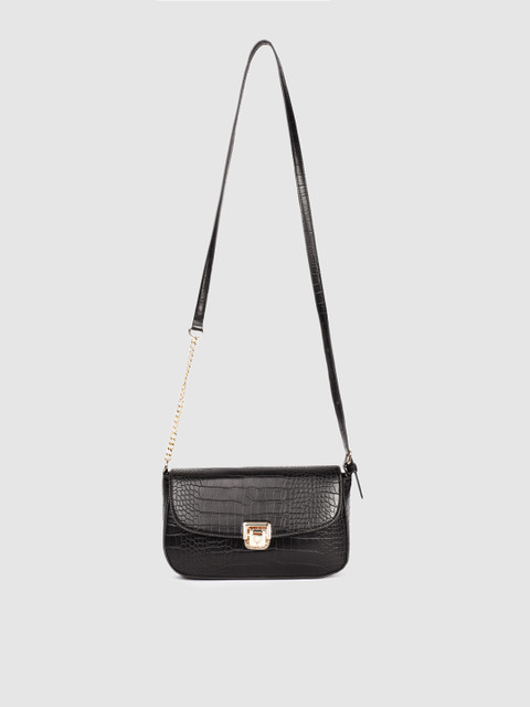 

Allen Solly Black Textured PU Structured Sling Bag