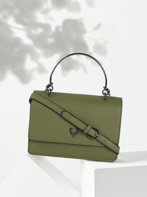 

Allen Solly Olive Green PU Structured Sling Bag