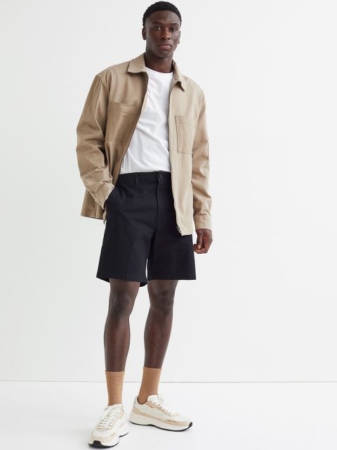 

H&M Men Black Regular Fit Cotton Chino Shorts