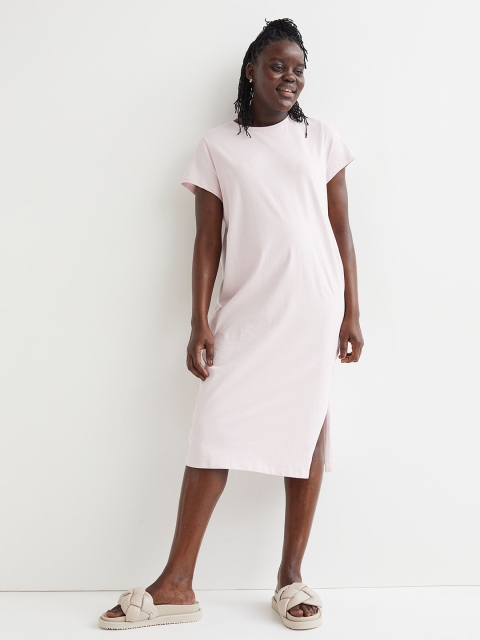 

H&M Women Pink Cotton T-shirt Maternity Dress