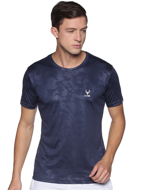 

Wildbrocket Men Blue Camouflage Printed Slim Fit Training or Gym T-shirt
