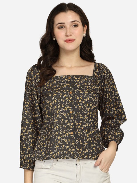

Anaita Green Floral Print Crepe Top
