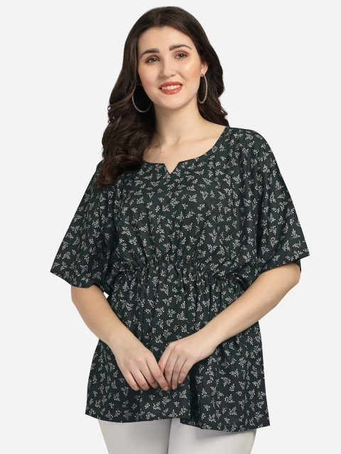 

Anaita Black Floral Print Crepe Top