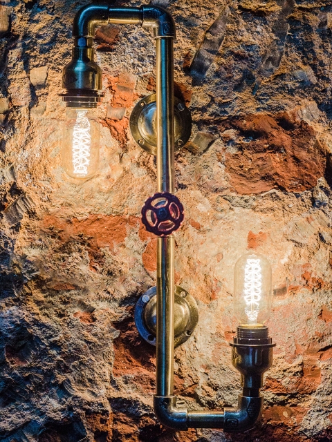 

Fos Lighting Gold-Toned Contorted Industrial Pipe Lamp