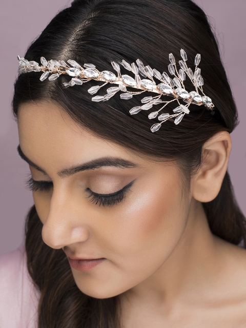 

Rubans Women Gold-Toned & White Embellished Hairband