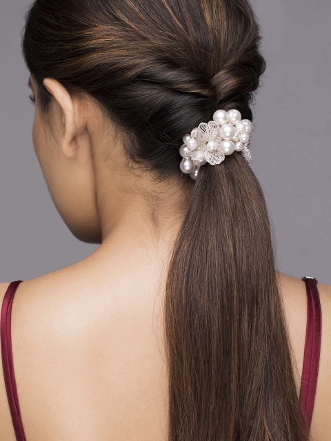 

Rubans Women Set of 2 Ponytail Holders, White