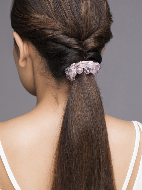 

Rubans Women White & Purple Set of 2 Hairband