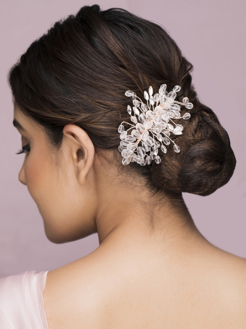 

Rubans Women White Embellished Comb Pin