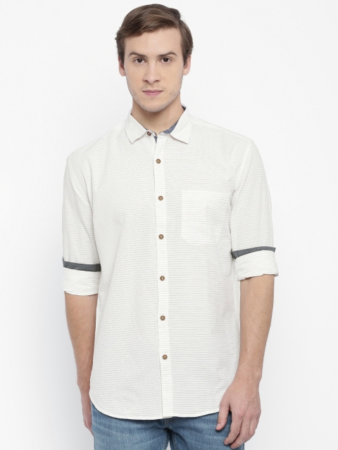 

Nature Casuals Men Off-White Slim Fit Striped Casual Shirt