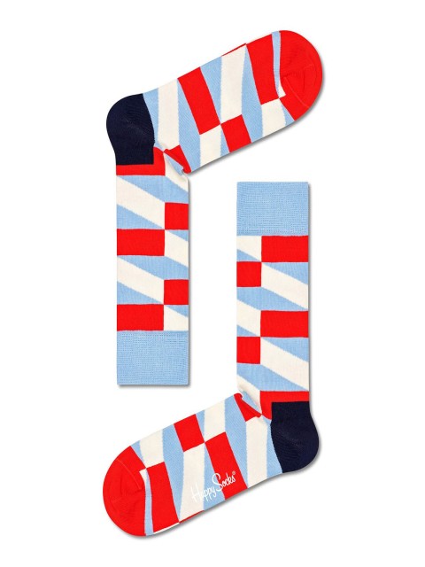 

Happy Socks Unisex Blue & Red Patterned Cotton Above Ankle-Length Socks