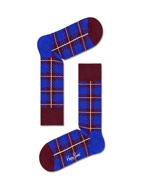 

Happy Socks Unisex Brown & Blue Checked Cotton Calf-Length Socks