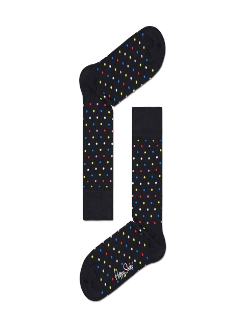 

Happy Socks Black & Yellow Dot Patterned Cotton Calf-Length Socks