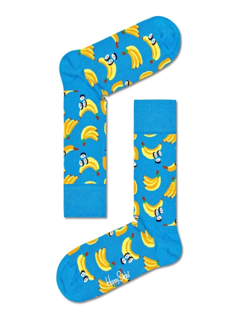 

Happy Socks Unisex Blue & Yellow Patterned Cotton Calf-Length Socks