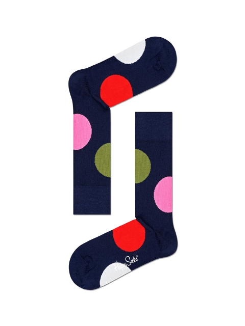 

Happy Socks Unisex Blue & White Patterned Cotton Above Ankle-Length Socks