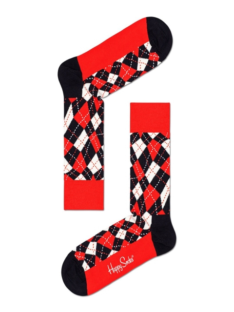 

Happy Socks Unisex Red & Black Patterned Cotton Above Ankle-Length Socks