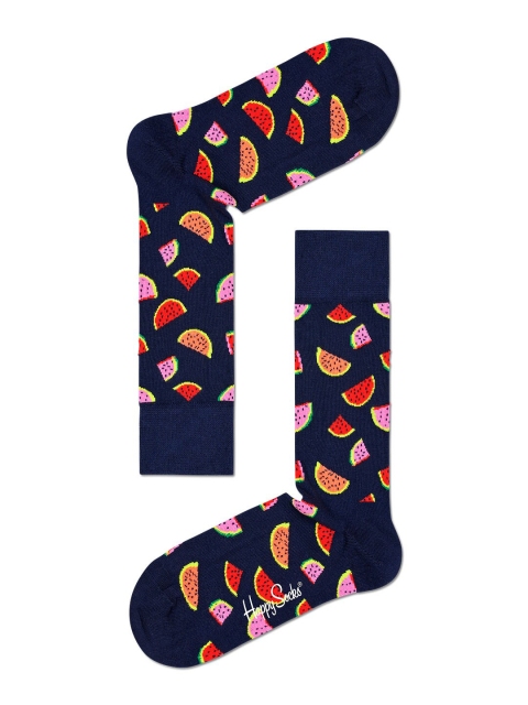 

Happy Socks Unisex Black Patterned Calf Length Cotton Socks