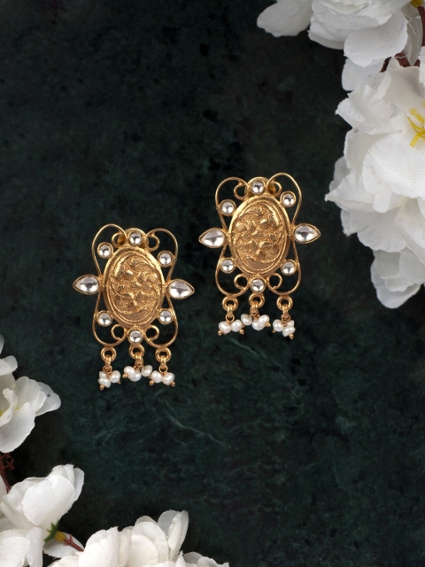 

Neeta Boochra Gold-Toned Contemporary Studs Earrings