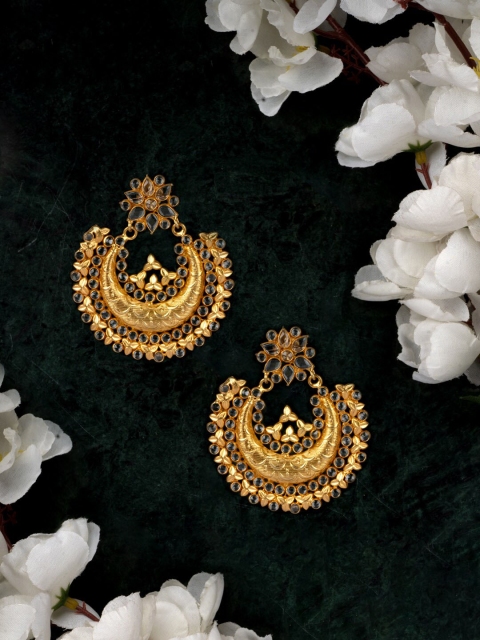 

Neeta Boochra Gold-Toned Contemporary Chandbalis Earrings