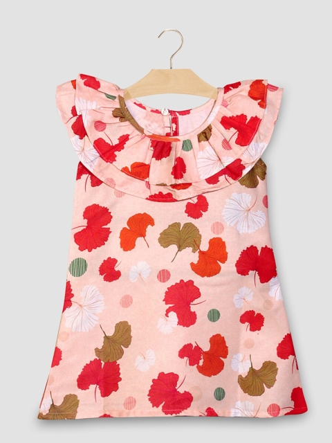 

Touch Trends Peach-Coloured Floral A-Line Dress