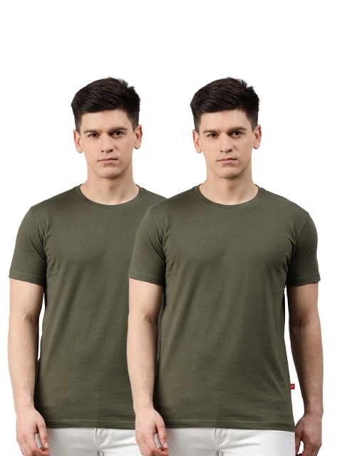 

UNSULLY Men Olive Green Set Of 2 Dri-FIT T-shirt