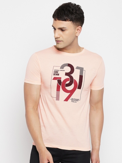 

FirstKrush Men Peach-Coloured Typography Printed T-shirt