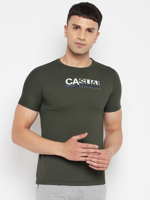 

FirstKrush Men Olive Green Typography T-shirt