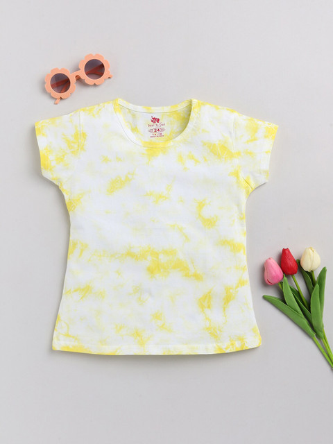 

Dear to Dad Girls Yellow Tie and Dye Print Top