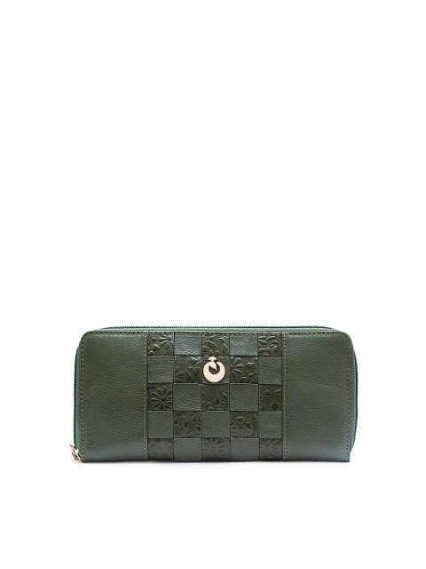 

Holii Women Green & Gold-Toned Textured Leather Zip Around Wallet
