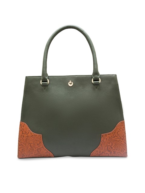 

Holii Green Animal Leather Structured Shoulder Bag with Applique