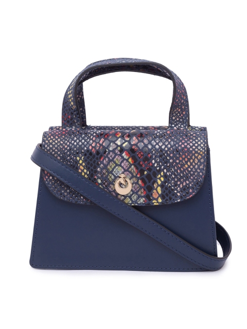 

Holii Navy Blue Printed Leather Structured Handheld Bag