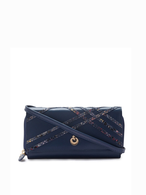 

Holii Women Navy Blue Leather Zip Around Wallet