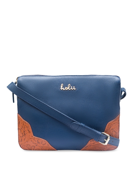 

Holii Blue Leather Structured Sling Bag with Tasselled