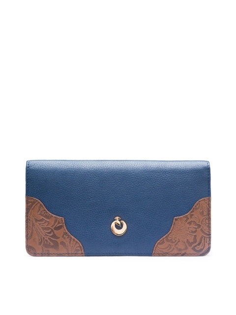 

Holii Women Blue & Brown Textured Leather Two Fold Wallet