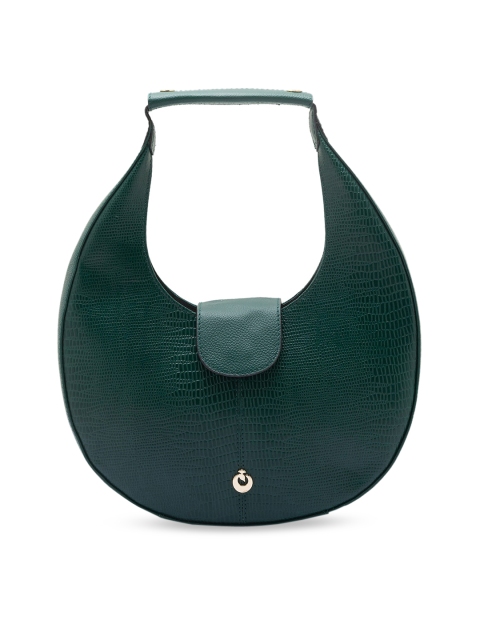 

Holii Green Textured Leather Half Moon Hobo Bag with Tasselled