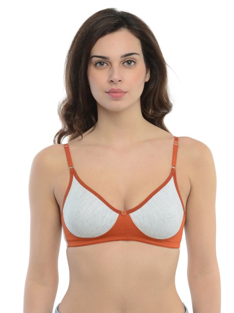 

Da Intimo Grey & Orange Full-Coverage Bra DB-53