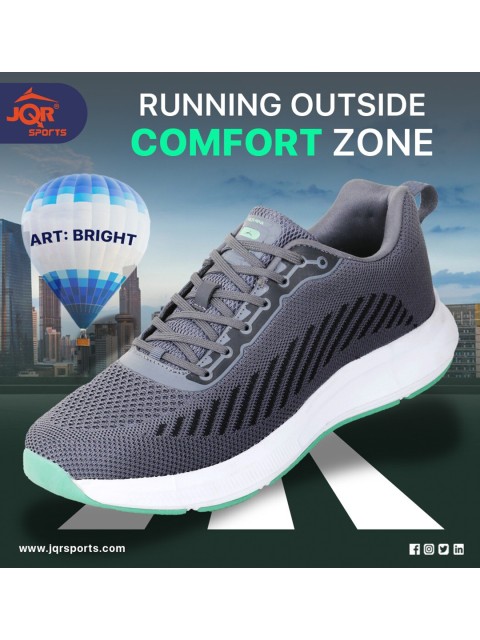 

JQR Men Grey Mesh Air Cooled Memory Foam Running Shoes