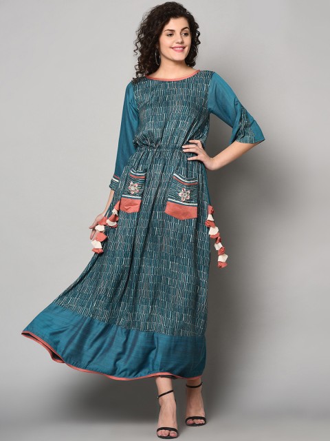 

ZNX Clothing Blue Ethnic Motifs Maxi Dress