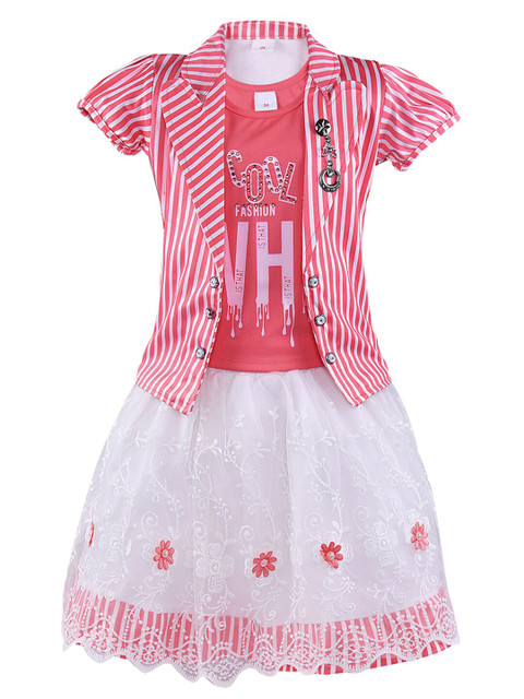 

Wish Karo Girls Red & White Printed Top with Skirt