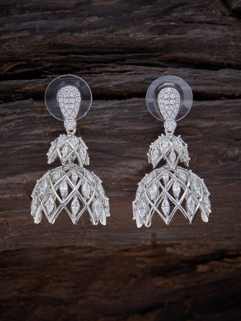 

Kushal's Fashion Jewellery White Leaf Shaped Jhumkas Earrings